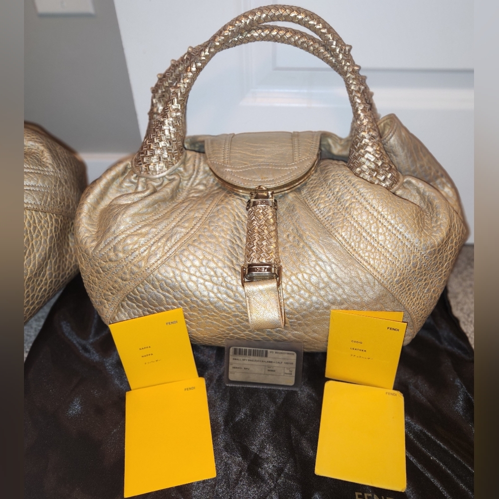 Vintage 100% Authentic Fendi Gold Holographic Textured Nappa Leather Spy Bag